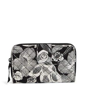 NEW Vera Bradley RFID Turnlock Wallet, Signature, Black, Bedford Blooms
